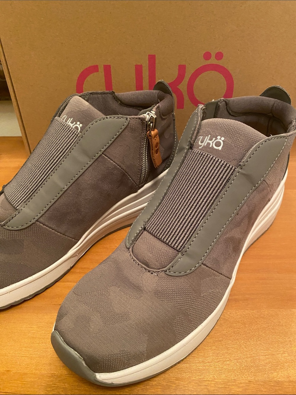 Ryka Gray Slip-On Wedge Ankle Booties